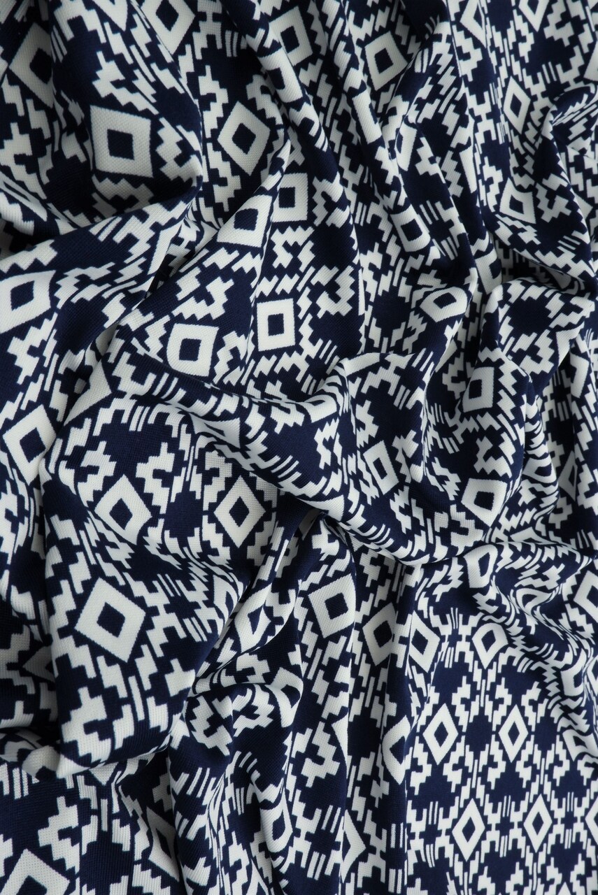 Geometric Print Knit Fabric Soft DTY Stretch Polyester Spandex 58/60” Wide